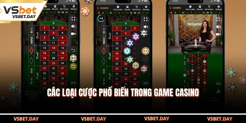 Các loại cược phổ biến trong game casino